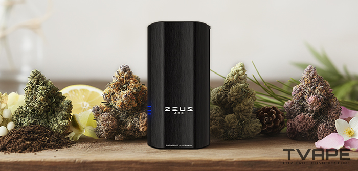 Der Zeus Arc S2 Kr&auml;utervaporizer ist neben verschiedenen Cannabissorten.