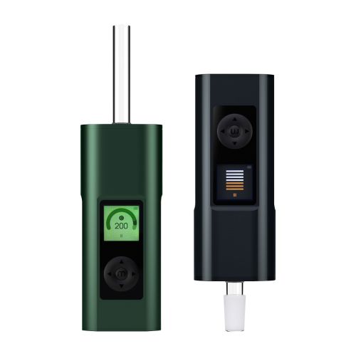 Arizer Solo 3 v2.0 Vaporizer mit eingeschaltetem Bildschirm. Die Farboption Intergalactic ist verkehrt herum eingestellt und zeigt die automatische Display-Inversion an.
