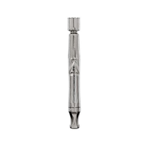 Stahlfarbener DynaVap UniDyn Kräuter-Vaporizer mit präzisionsgefertigtem Kondensationskanal für gleichmäßiges Verdampfen und verbesserte Aromaextraktion.