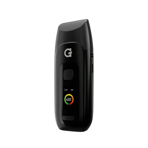 G Pen Dash+ Vaporizer – Ansicht von vorne mit eingeschaltetem LED-Bildschirm