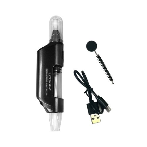 Lookah Seahorse Pro Plus mit USB-C-Kabel und Reinigungsbürste