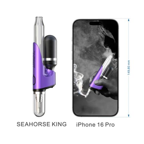 Lookah Seahorse King Dab Pen Abmessungen neben einem iPhone