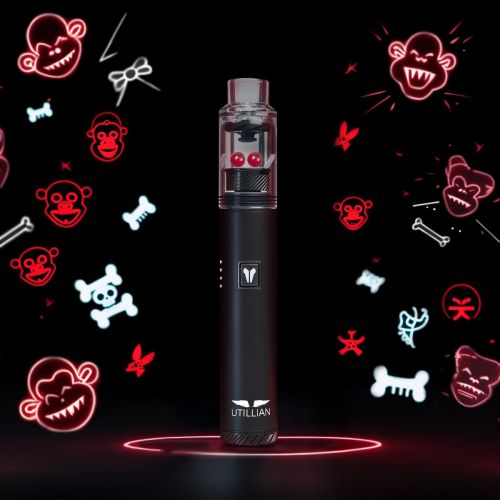Utillian 6 Dab Pen mit Ruby Terp Pearls in der Glasheizkammer