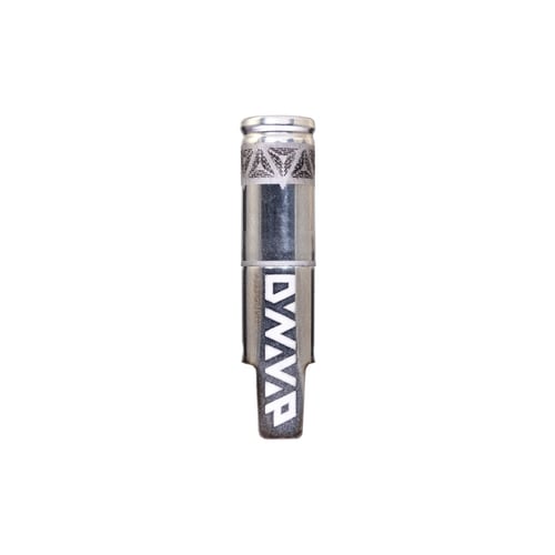 Stahlfarbene DynaVap UniDyn-Kondensatorkappe mit eingraviertem Logo, ein Zubehörteil, das für effiziente Kühlung und Dampfspeicherung sorgt.