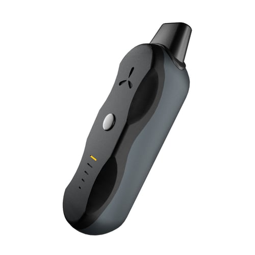 AirVape XS Go Kräuter-Vaporizer - Vorderansicht mit Mundstück, Einschaltknopf und LED-Anzeige.