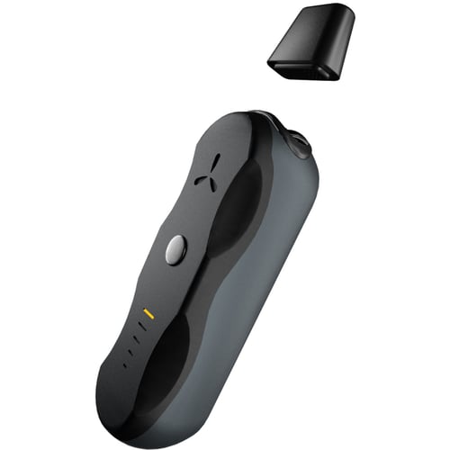 AirVape XS Go mit abgenommenem Mundstück, Kräuterkammer und magnetische Verbindung sichtbar.