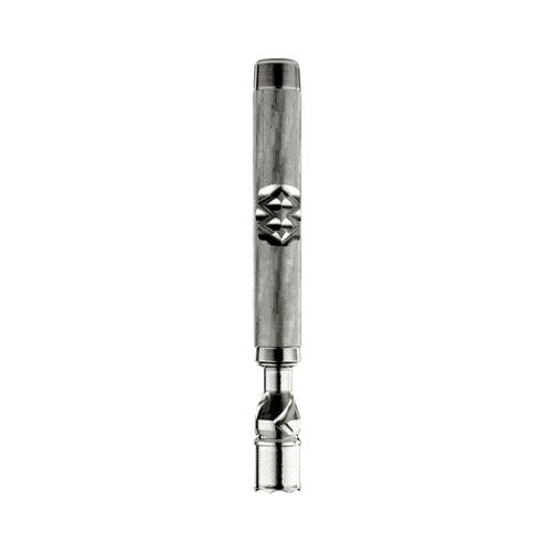 Stahlfarbener DynaVap M7 tragbarer Vaporizer mit Kondensatorkappe, der eine effiziente Kühlung und Dampfspeicherung in Vaporizer für trockene Kräuter gewährleistet.
