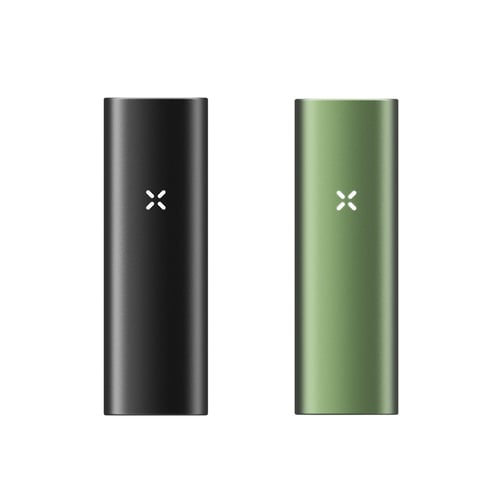 New PAX Mini Vaporizer – Farboptionen Onyx und Greenstone nebeneinander dargestellt.
