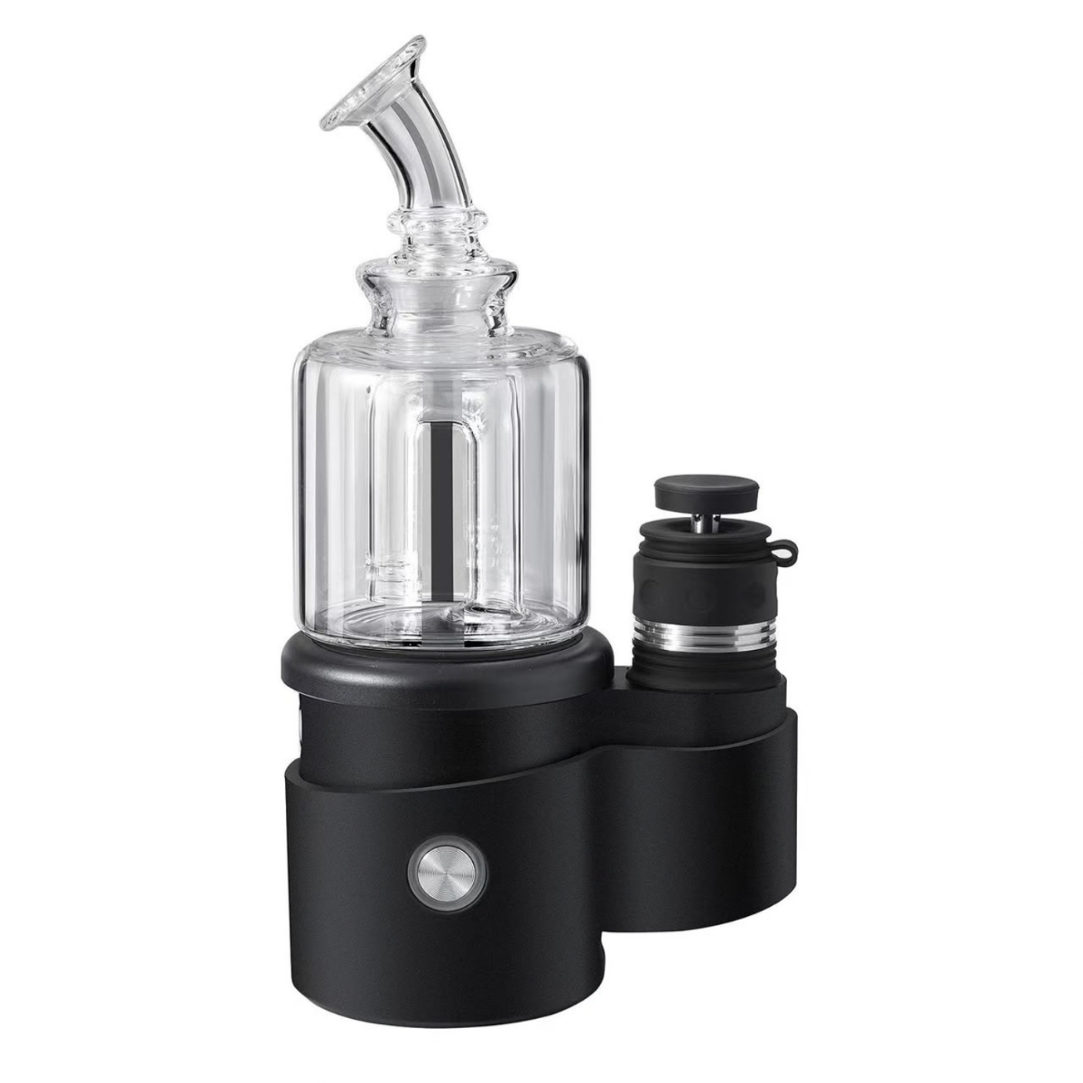 Crossing Core XL E-Rig mit schwarzer Basis, klarem Glas-Bubbler und Atomizer mit aufgesetztem Carb Cap