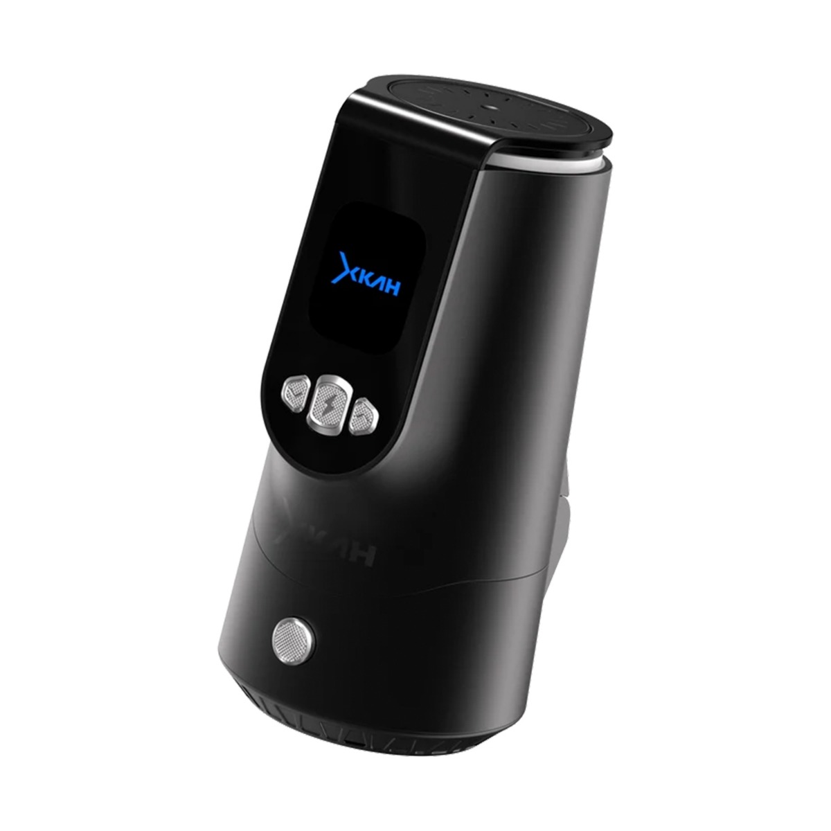XKAH Pro in Graphit, elektrische Shisha schräg von vorne mit LED-Display und Bedientasten