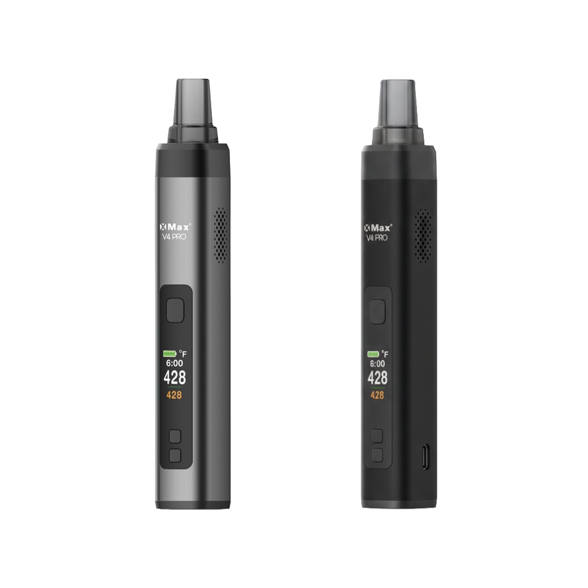 Der tragbare Vaporizer XMax v4 Pro ist in zwei verschiedenen Farben erhältlich: Schwarz und Silber.