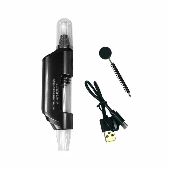 Lookah Seahorse Pro Plus mit USB-C-Kabel und Reinigungsbürste