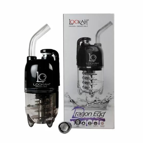 Lookah Dragon Egg neben seiner Verpackungsbox