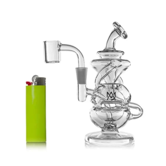 MJ Arsenal Infinity Dab Rig side view next to a lighter