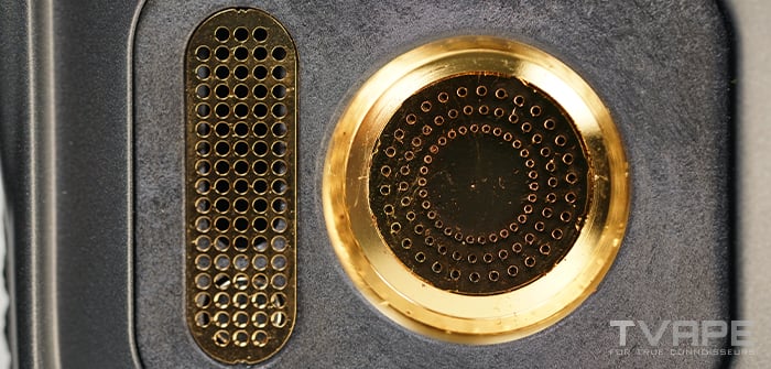 AirVape Legacy Pro 2 Kräuter-Vaporizer – Nahaufnahme der 24-Karat-vergoldeten Kammer