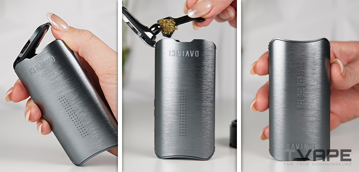 DaVinci IQ3 Dry herb Vaporizer wird mit Kraut geladen