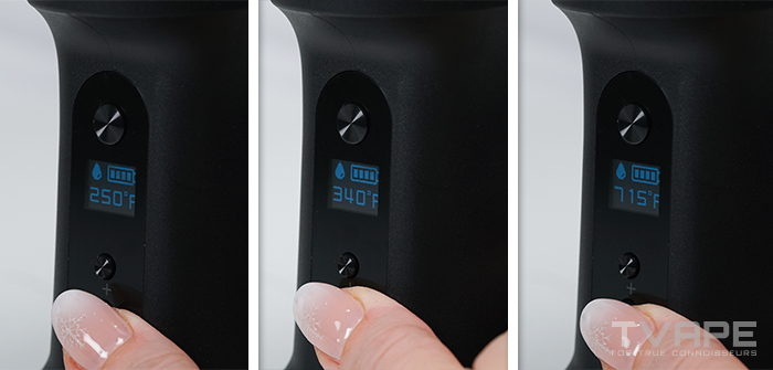 Ispire Daab E Rig Temperatureinstellungen mit LED-Anzeigen