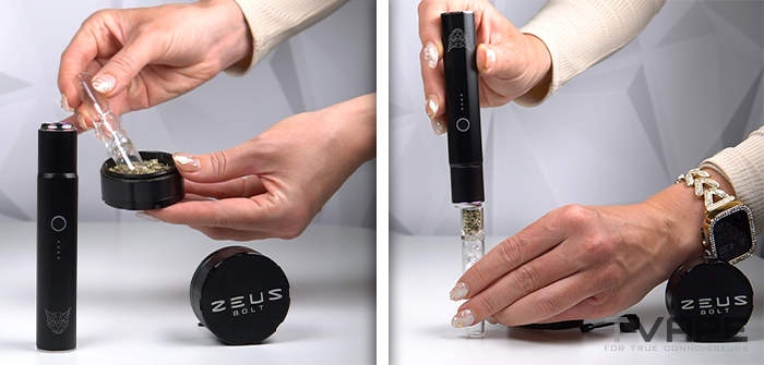 Linx Saber Dry herb Vaporizer wird mit Kräutern geladen