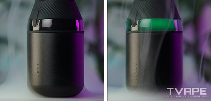 Puffco Proxy Core Dab Pen – eine Nahaufnahme der LEDs, die die aktuelle Temperatureinstellung anzeigen