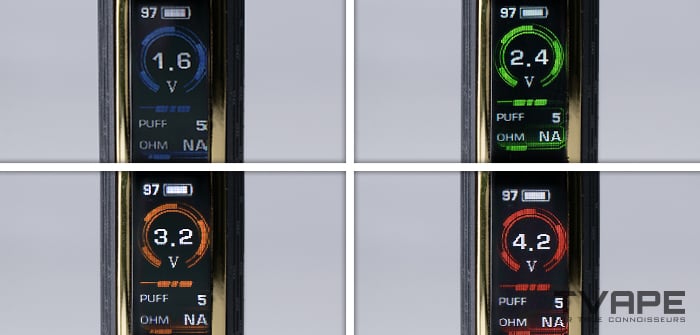 Nebeneinander angeordnete Bilder aller Zeus Ion Pro-LEDs zur individuellen Temperatureinstellung
