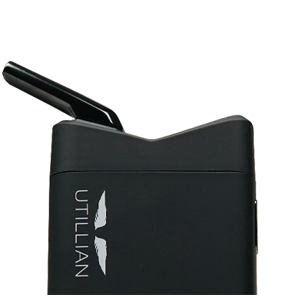 Nahaufnahme des Mundstücks eines tragbaren Utillian Kräuter-Vaporizers für gleichmäßigen Luftstrom und optimale Dampfqualität