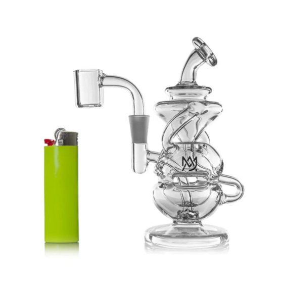 MJ Arsenal Infinity Dab Rig side view next to a lighter