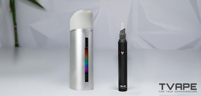 Der Yocan Black Pocket wird mit dem Utillian Hot Wax Axe gezeigt – einem Heizwerkzeug zum bequemen Einfüllen von Konzentraten.