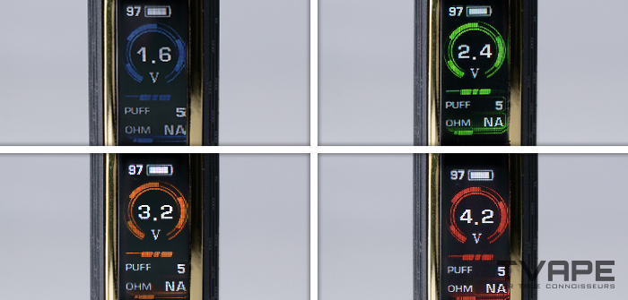 Nebeneinander angeordnete Bilder aller Zeus Ion Pro-LEDs zur individuellen Temperatureinstellung