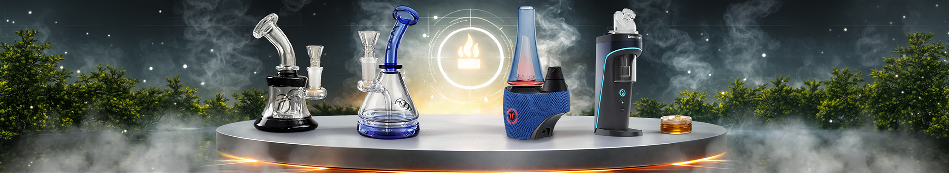 Auswahl hochwertiger Glas-Dab-Rigs und Wasserpfeifen für Konzentrate mit verschiedenen Designs und Perkolatoren